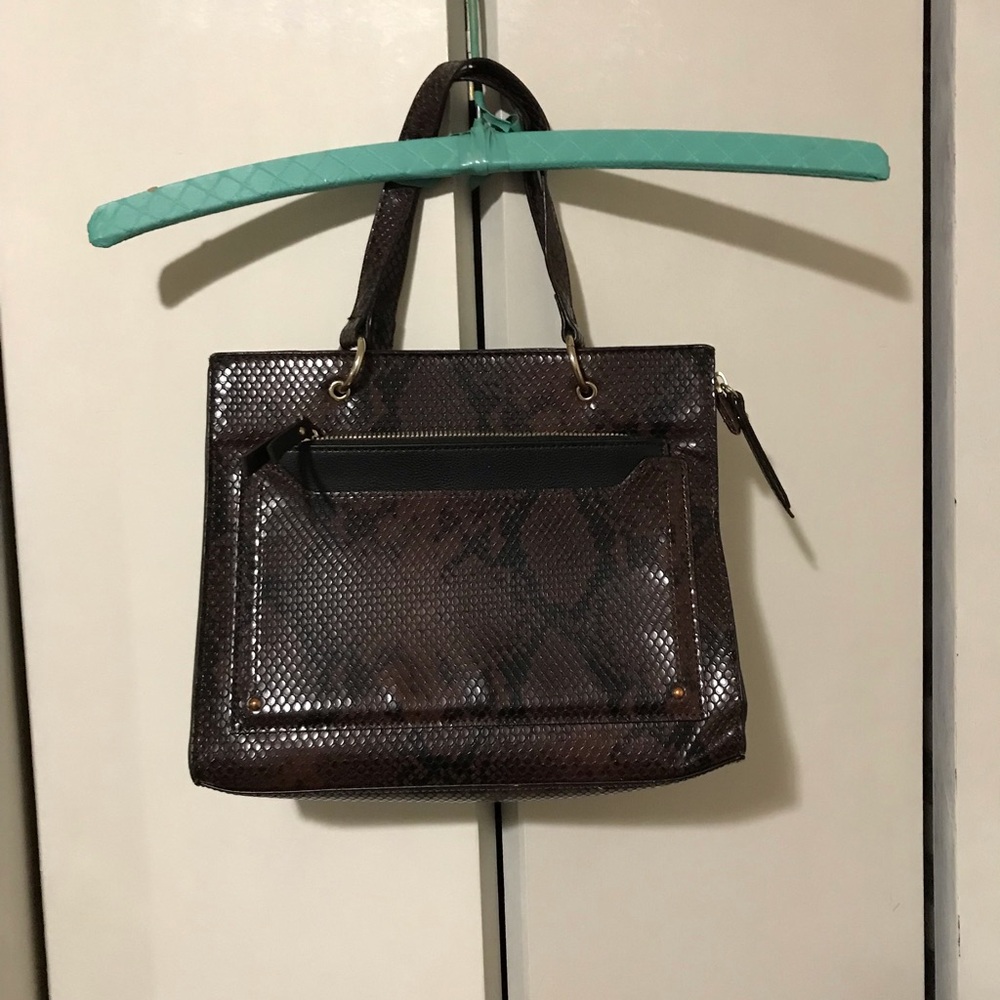 George Ladies Brown Handbag Faux Snake Print Design